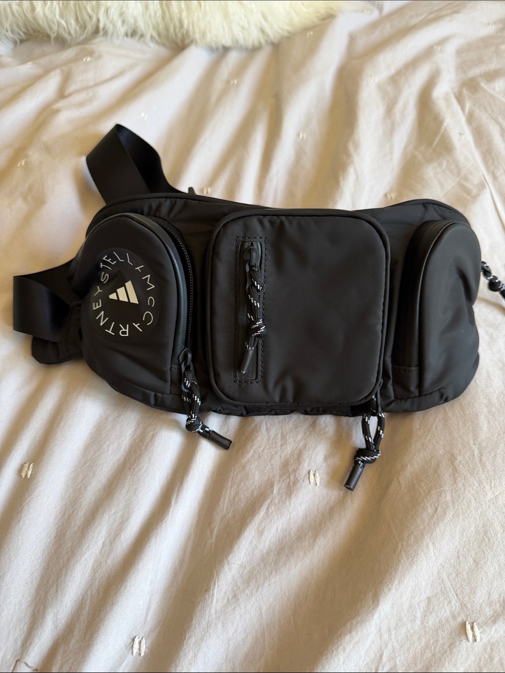 Adidas by Stella McCartney Black Nylon Belt Bag with Logo. NWOT